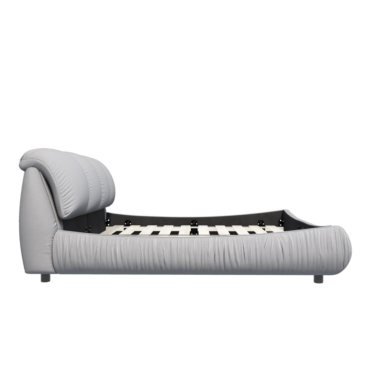 Luxury Upholstered Platform Bed with Oversized Padded Backrest and Solid Wood Frame - Multiple Colors