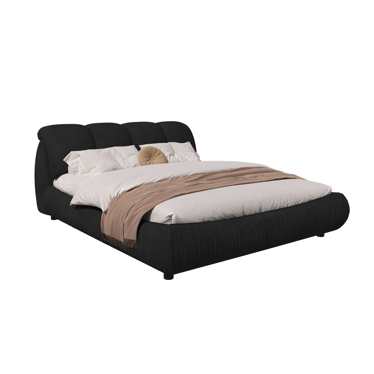 Luxury Upholstered Platform Bed with Oversized Padded Backrest and Solid Wood Frame - Multiple Colors
