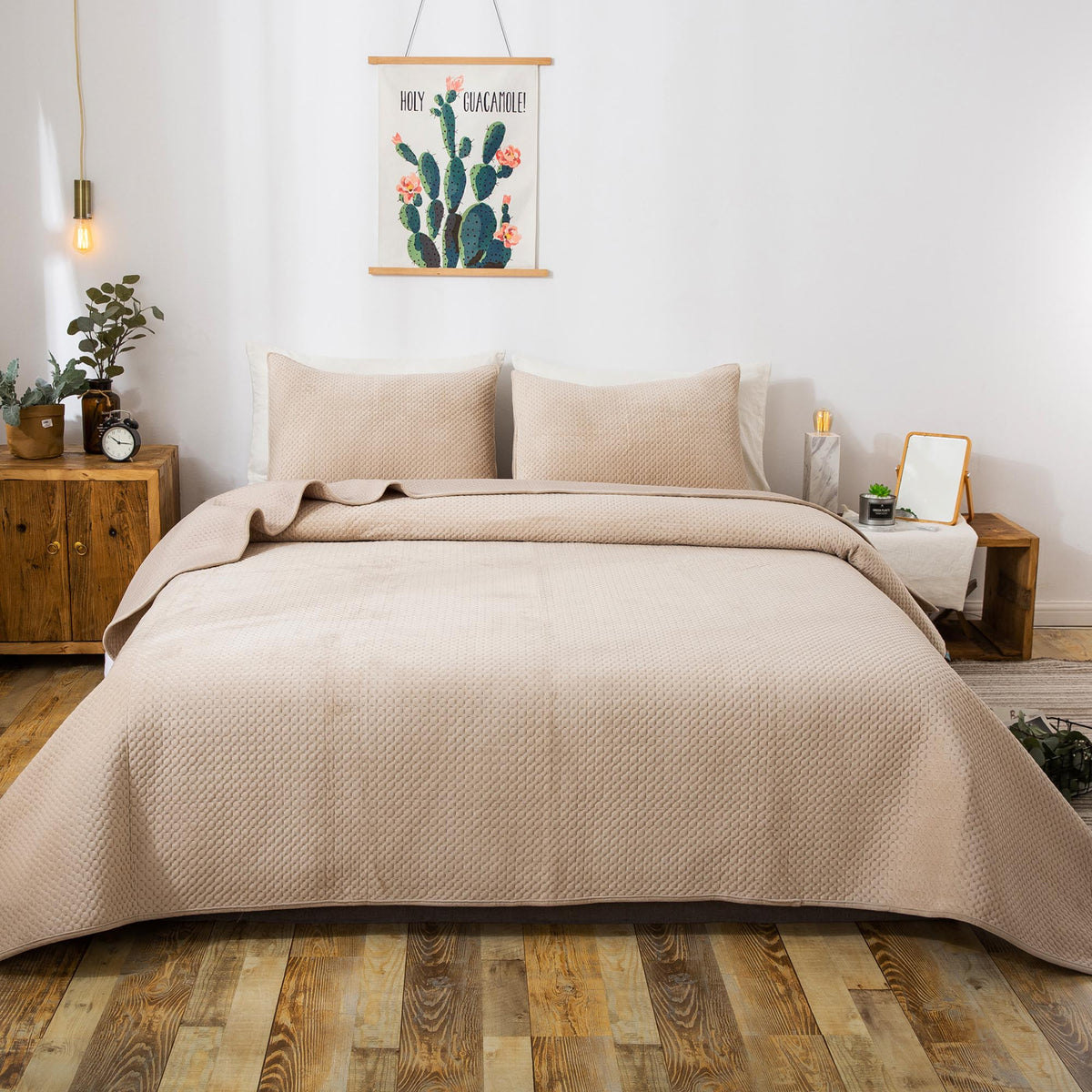 Kasentex Lightweight Velvet Bedspread Set Queen/King - Soft All Season Bedspread Coverlet