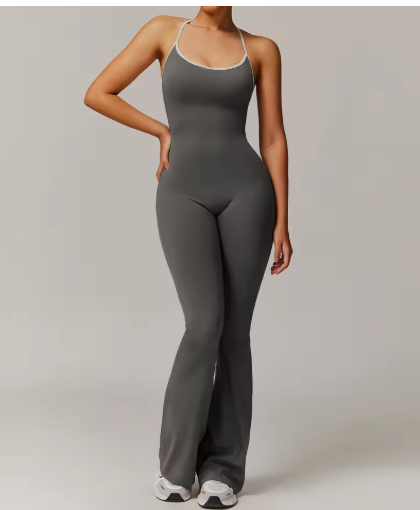 AEELIERE Premium Open-Back Flare Jumpsuit