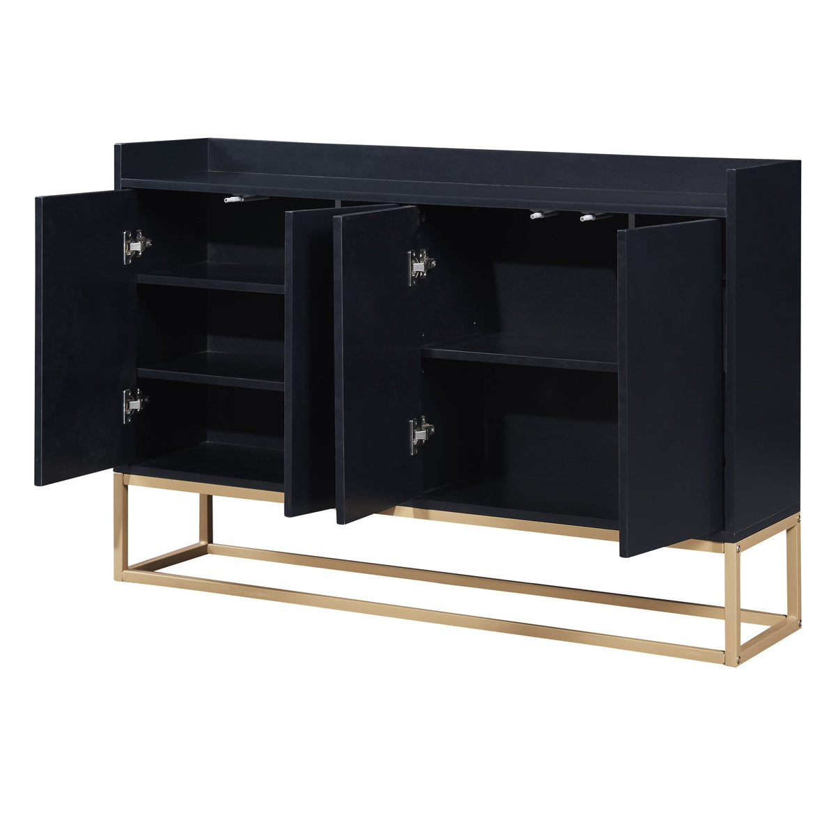 Modern Sideboard Buffet Cabinet with Adjustable Shelves - Black