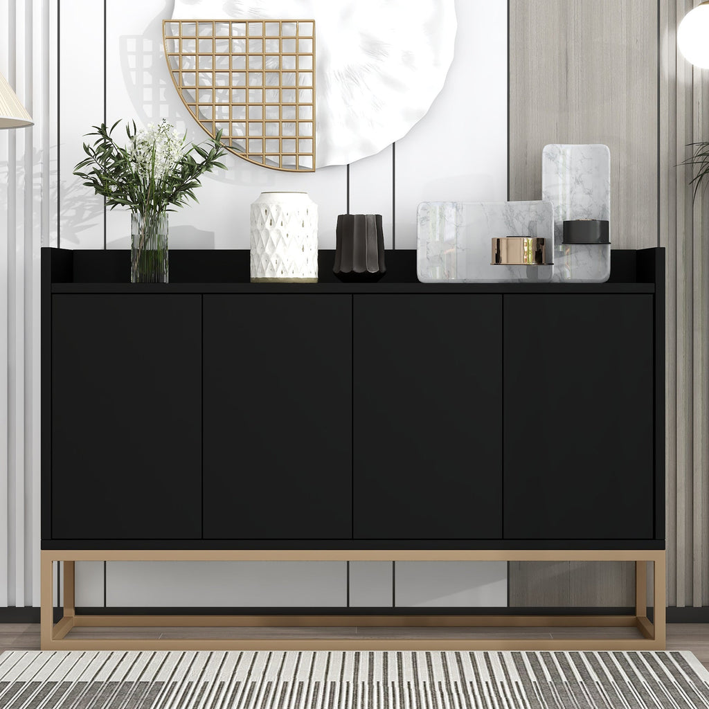 Modern Sideboard Buffet Cabinet with Adjustable Shelves - Black
