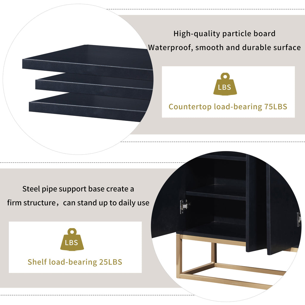 Modern Sideboard Buffet Cabinet with Adjustable Shelves - Black
