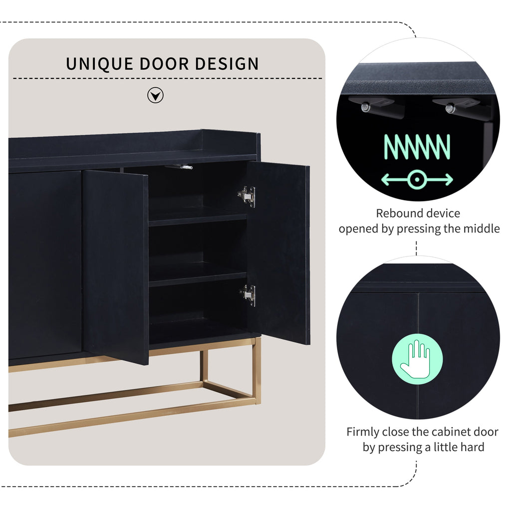 Modern Sideboard Buffet Cabinet with Adjustable Shelves - Black