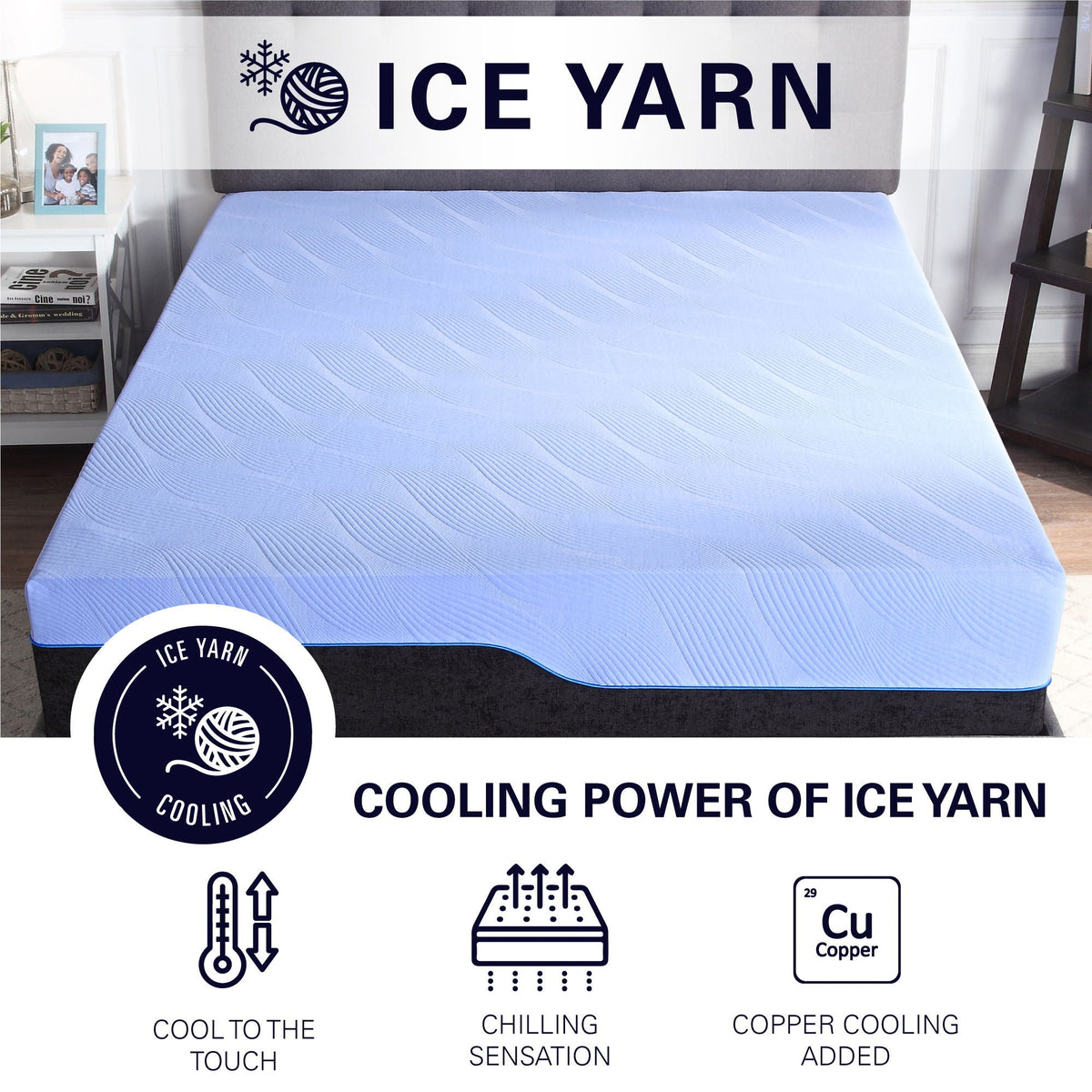 12" Refresh Hybrid Latex Mattress with Cooling Foam and Coil Support - Light Blue