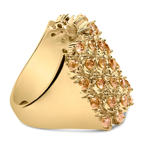 10K Yellow Gold 2.0 Cttw Brown Diamond Mesh Link Cocktail Ring