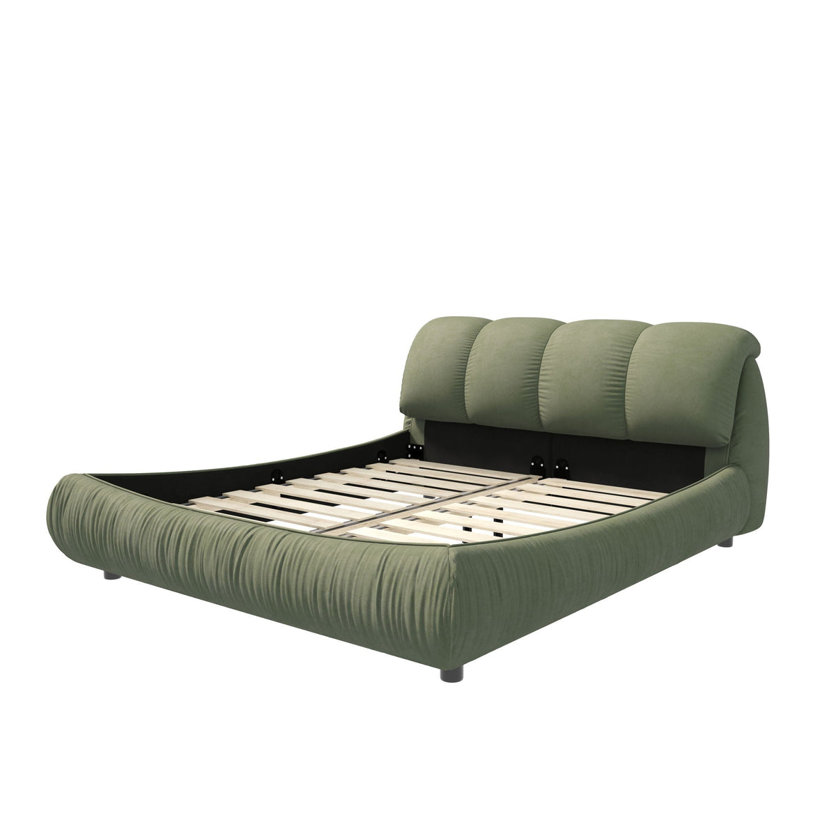 Luxury Upholstered Platform Bed with Oversized Padded Backrest and Solid Wood Frame - Multiple Colors