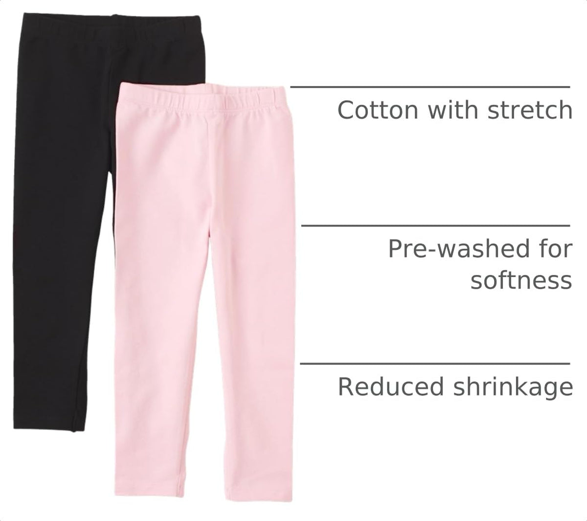 The Children's Place Baby Girls And Toddler Girls Leggings,Black/Shell 2 Pack,4T