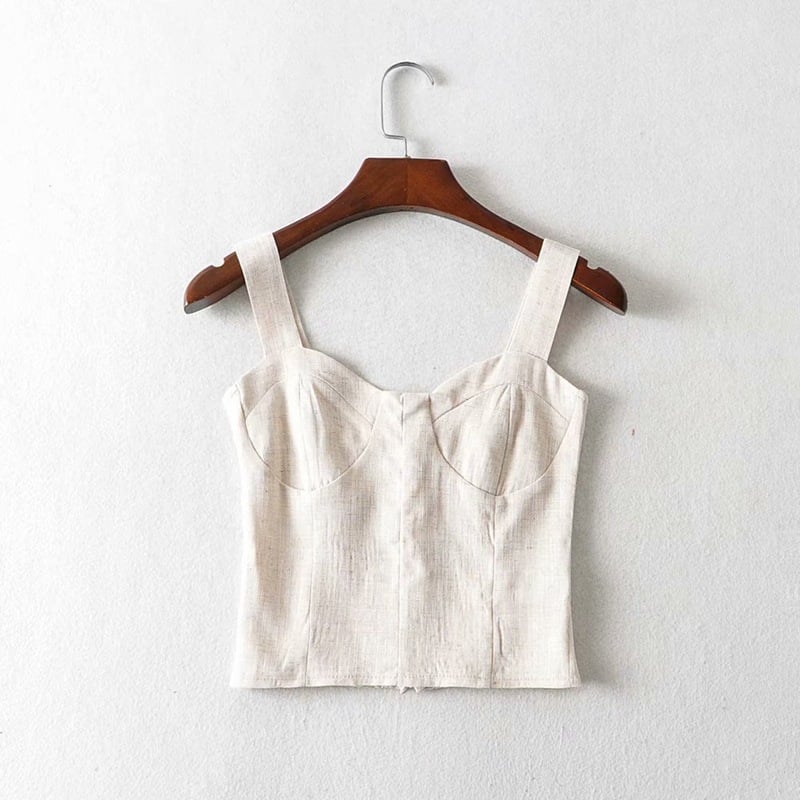 Cotton Linen Camisole for Big Chest Outer Wear