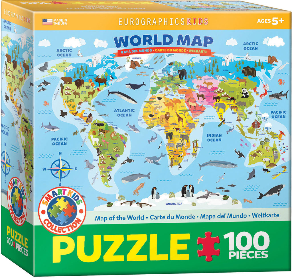 Puzzle: Educational Charts for Kids - Illustrated Map of the World ...