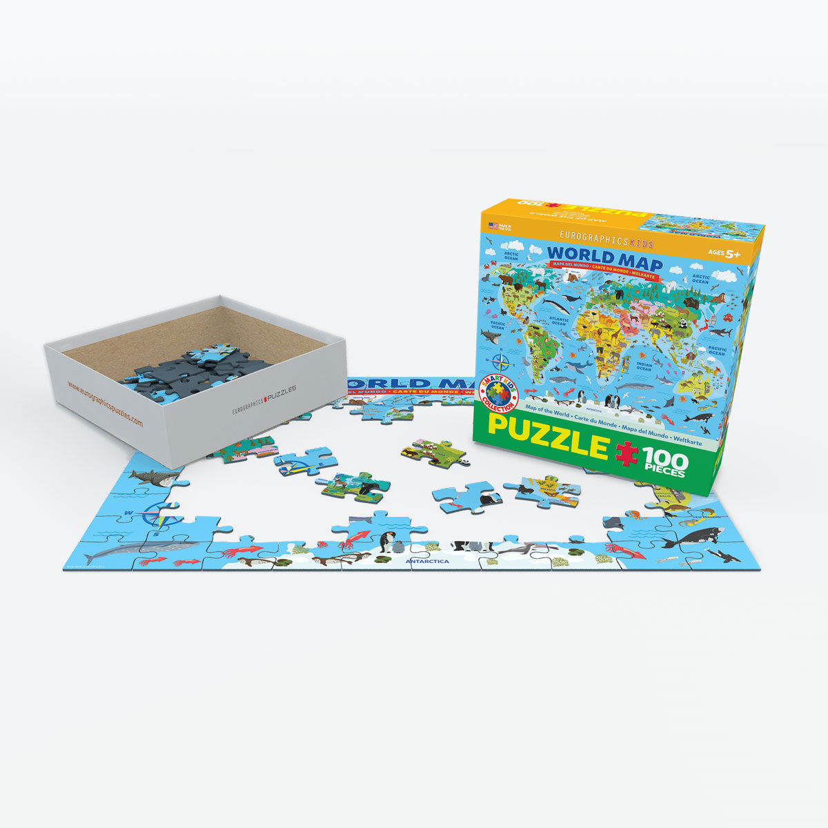 Puzzle: Educational Charts for Kids - Illustrated Map of the World ...
