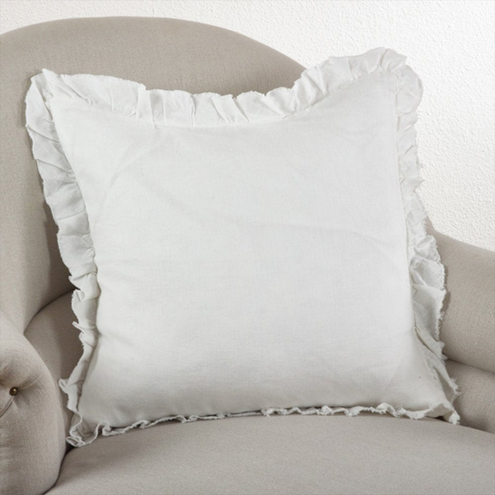 Fennco Styles Elegant Ruffled Design 100% Linen Decorative Throw Pillow 20 x 20 Inch - 3 Colors