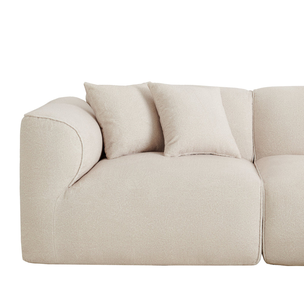 Luxury Velvet Sectional Sofa with Detachable Footstool - 4-Seater