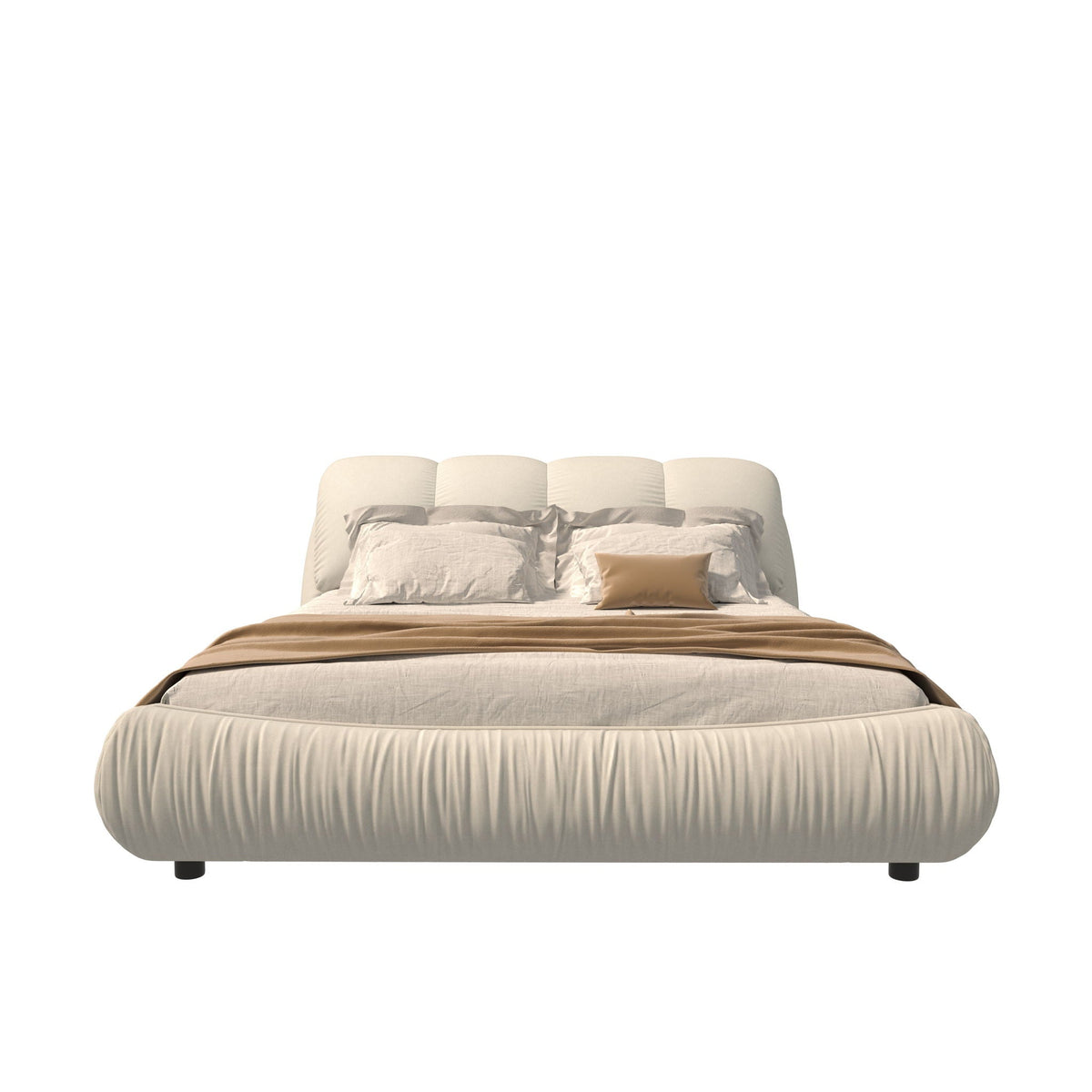 Luxury Upholstered Platform Bed with Oversized Padded Backrest and Solid Wood Frame - Multiple Colors