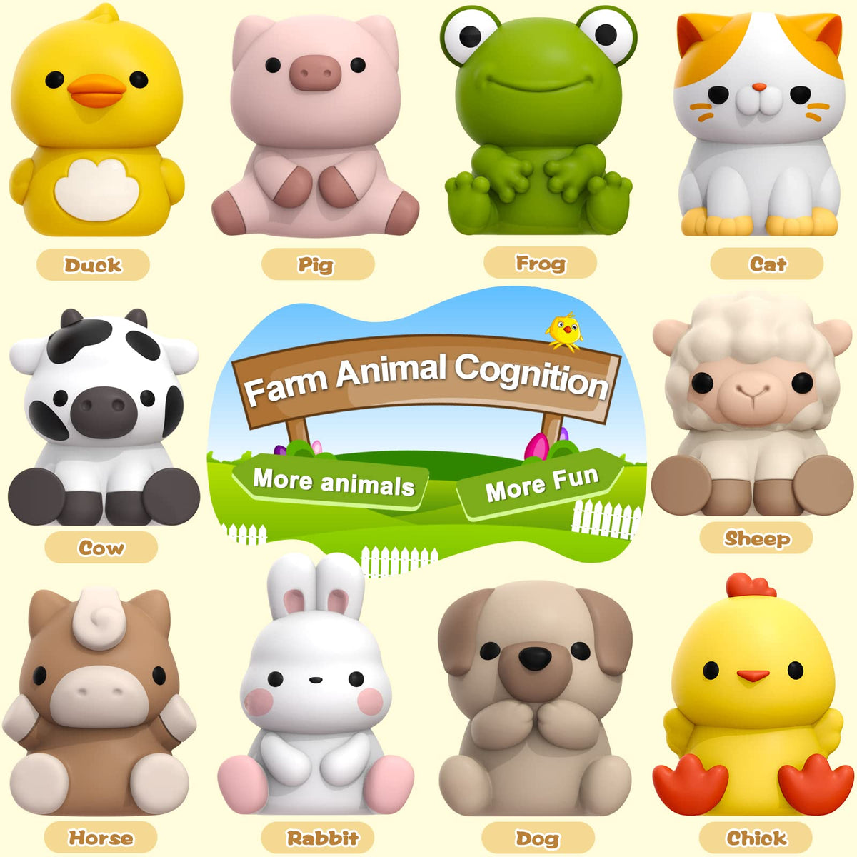 Farm Animal Learning Barn with Finger Puppets for Counting, Color Sorting and Montessori Play
