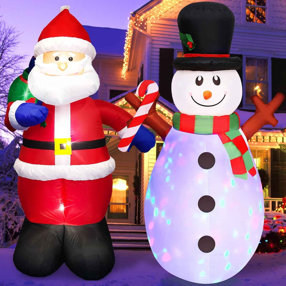 12 Foot Long Christmas Inflatables Santa Claus & Reindeer Sleigh Outdoor Decorations, Built-in LEDs Giant Funny Sled Merry Xmas Blow Up Yard Decoration Winter Inflatable Vacation Lawn Outside Blowups
