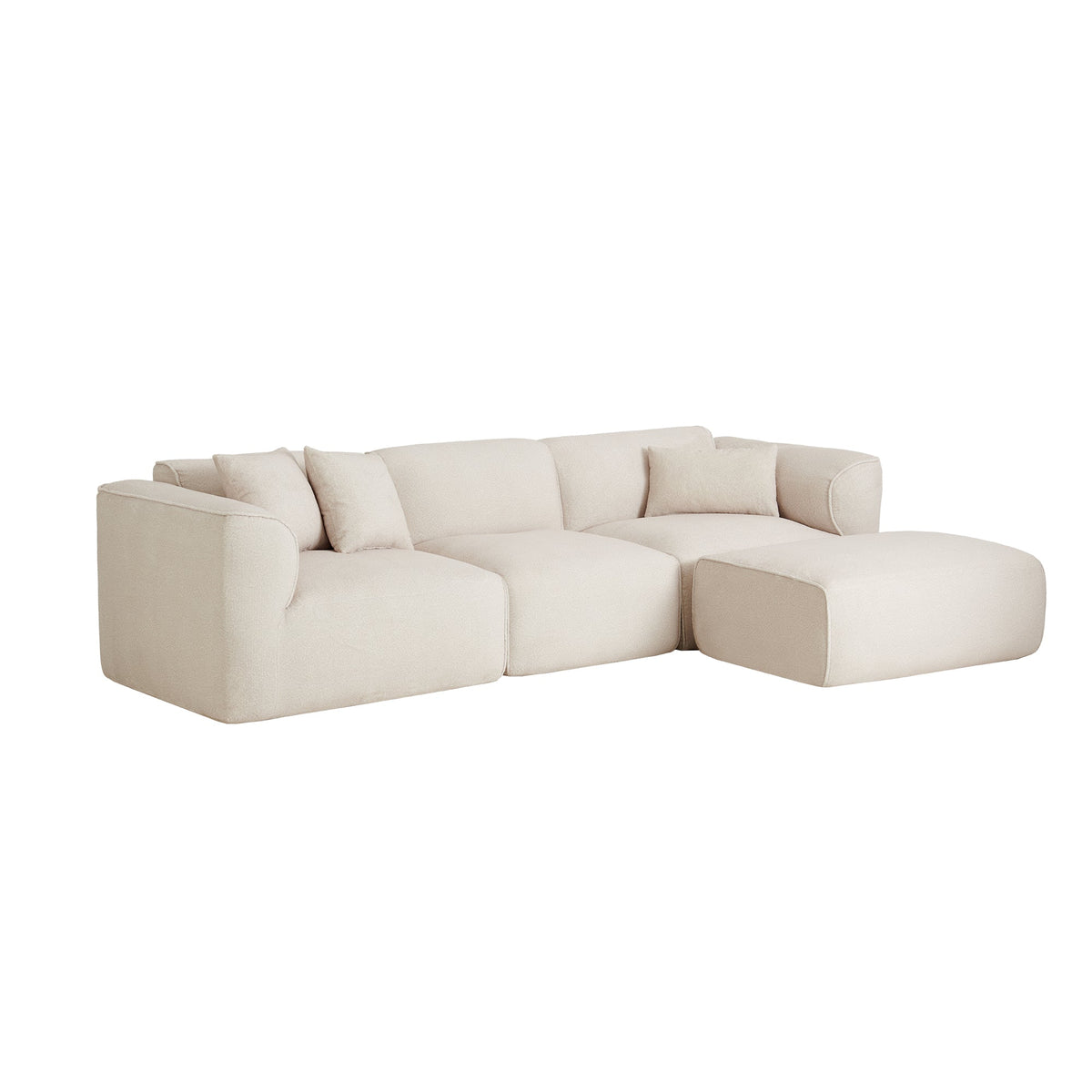 Luxury Velvet Sectional Sofa with Detachable Footstool - 4-Seater
