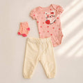 Baby 3pcs Chenille Applique Bodysuit Socks Pants Set - B148J203