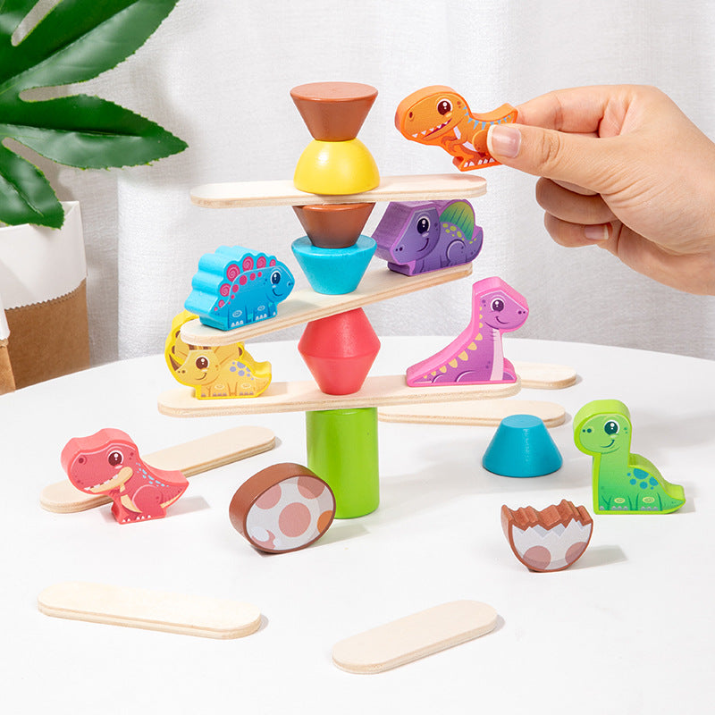 Children's Wooden Dinosaur Animal Stacking Music Balance Building Blocks Kindergarten Puzzle Toy