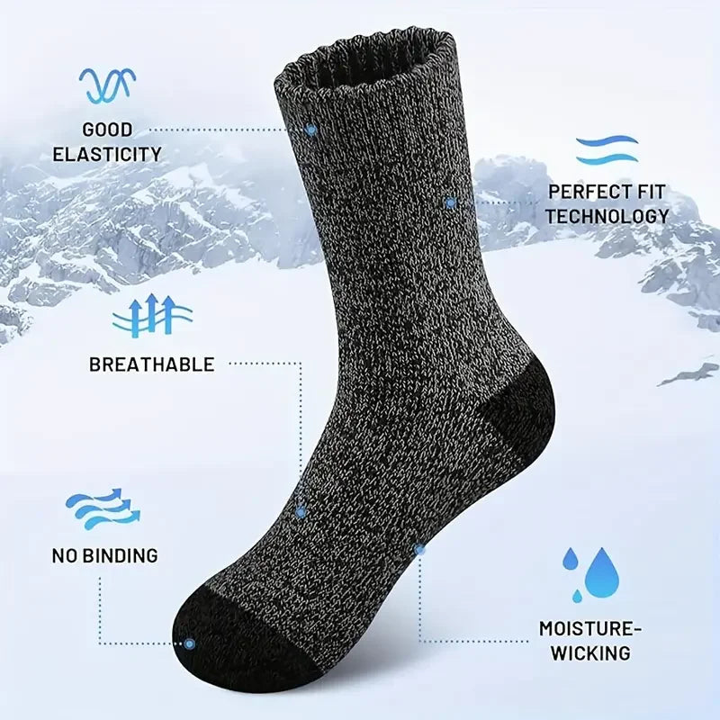 Merino Wool Socks For Men Super Thick Hiking 5 Pack