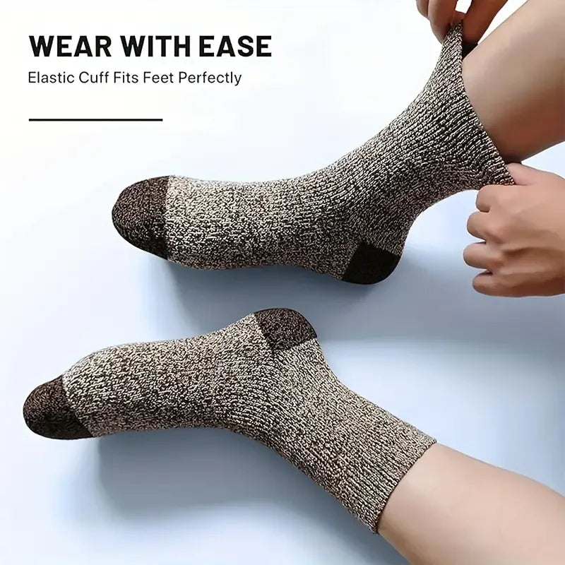 Merino Wool Socks For Men Super Thick Hiking 5 Pack