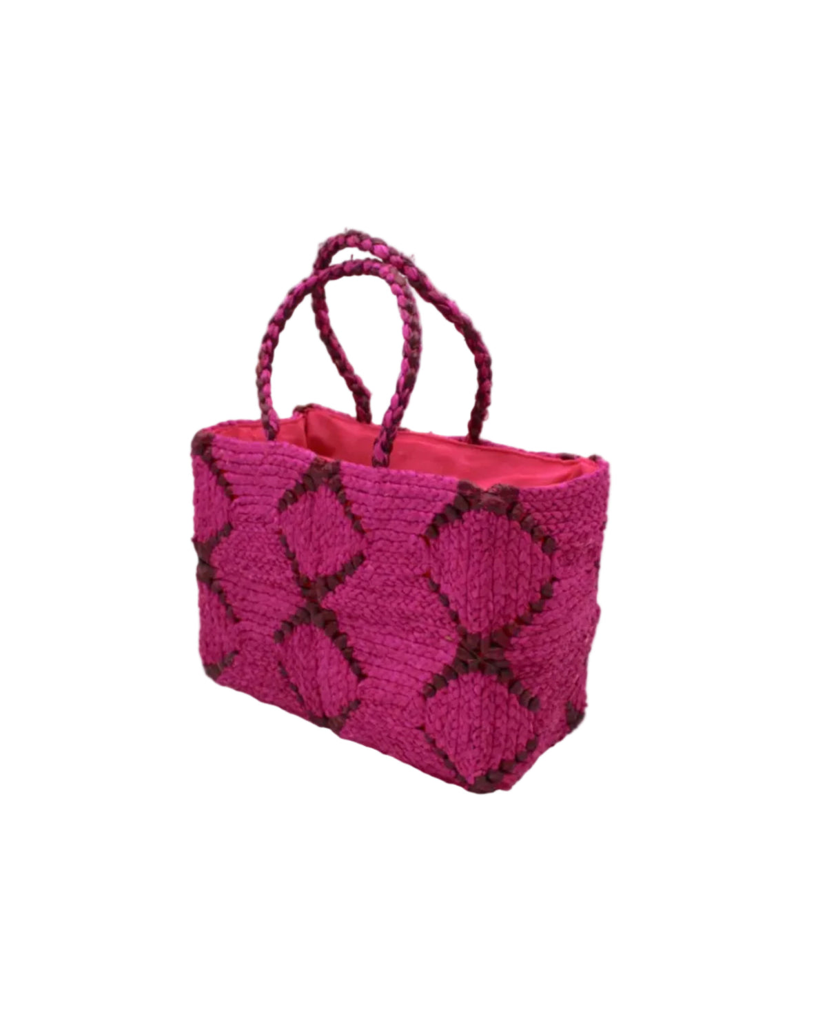 Gemma Two Tone Small Crochet Disc Raffia Straw Basket Handbag