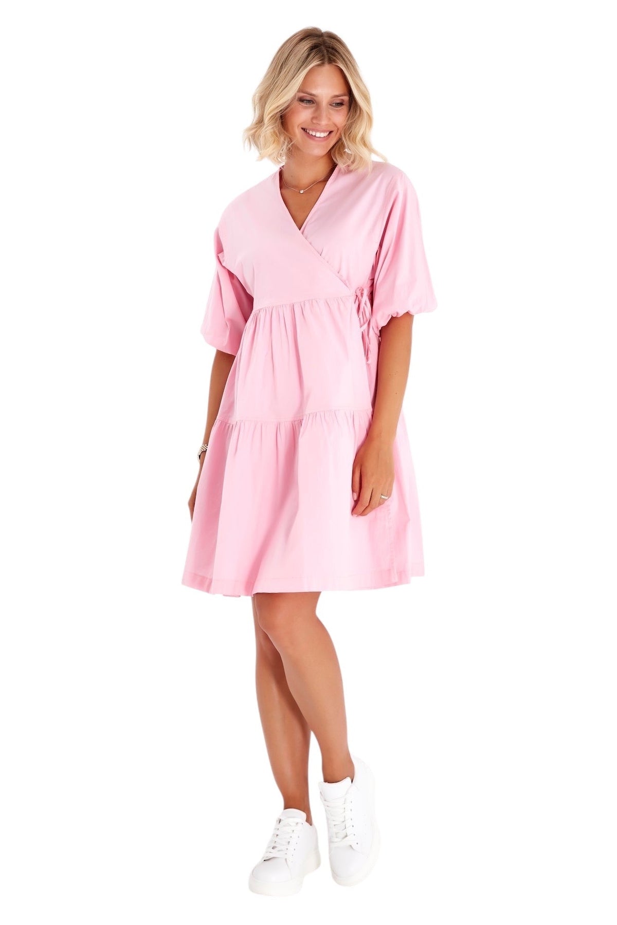 Waterfall Tie Waist A-Line Maternity/Nursing Wrap Dress