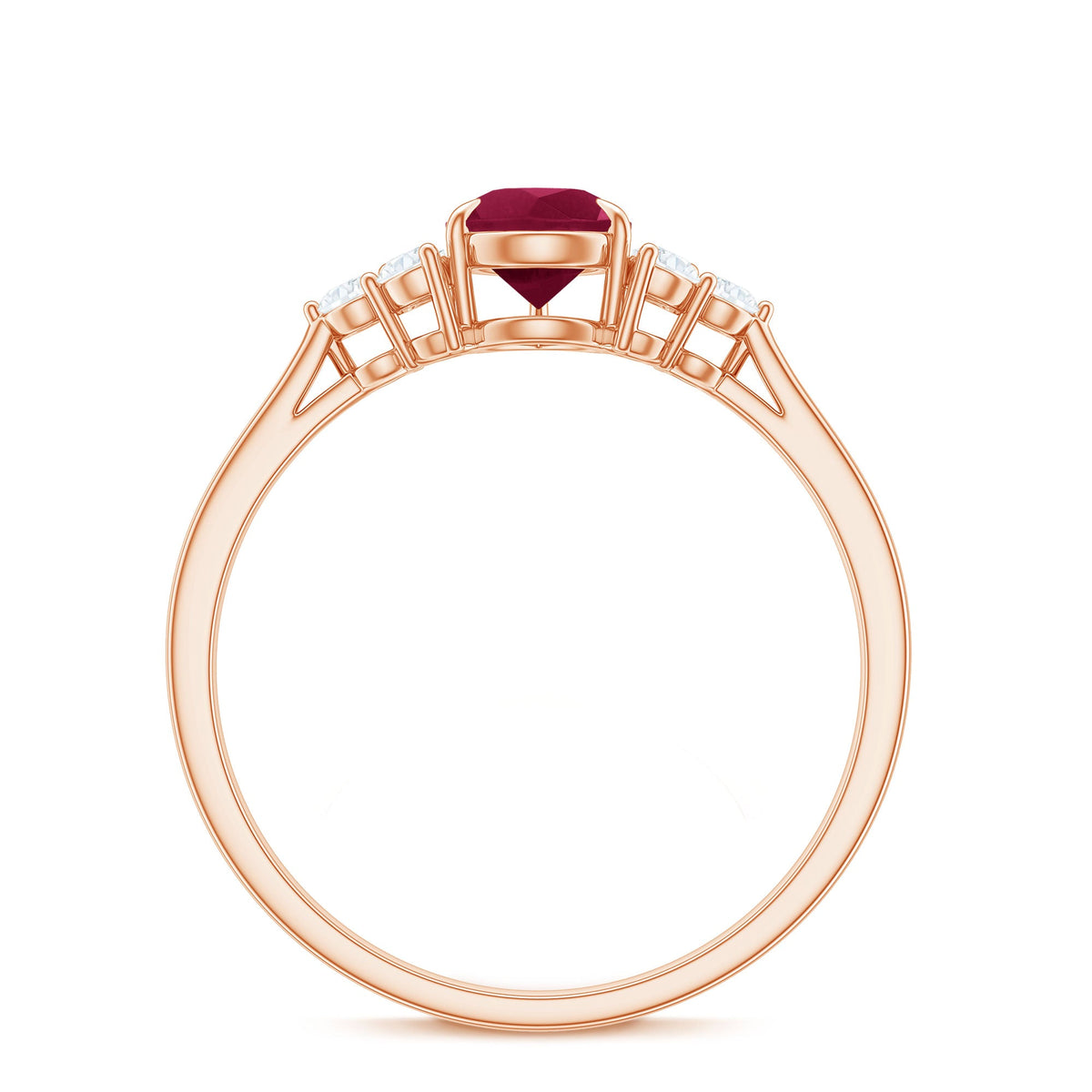 Natural 0.8 Carat Ruby Pear Shaped Engagement Ring with Diamond