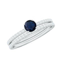 Natural Blue Sapphire and Diamond Bridal Ring Set for Women