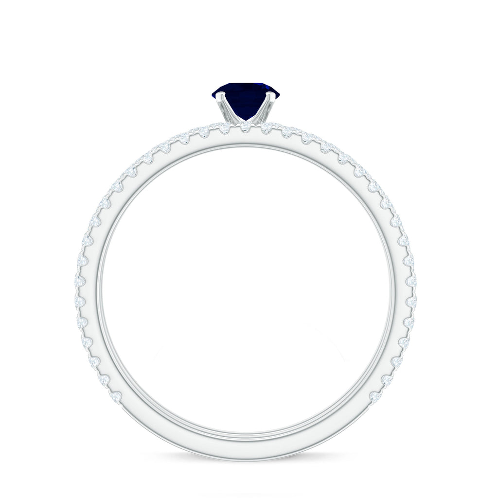 Natural Blue Sapphire and Diamond Bridal Ring Set for Women