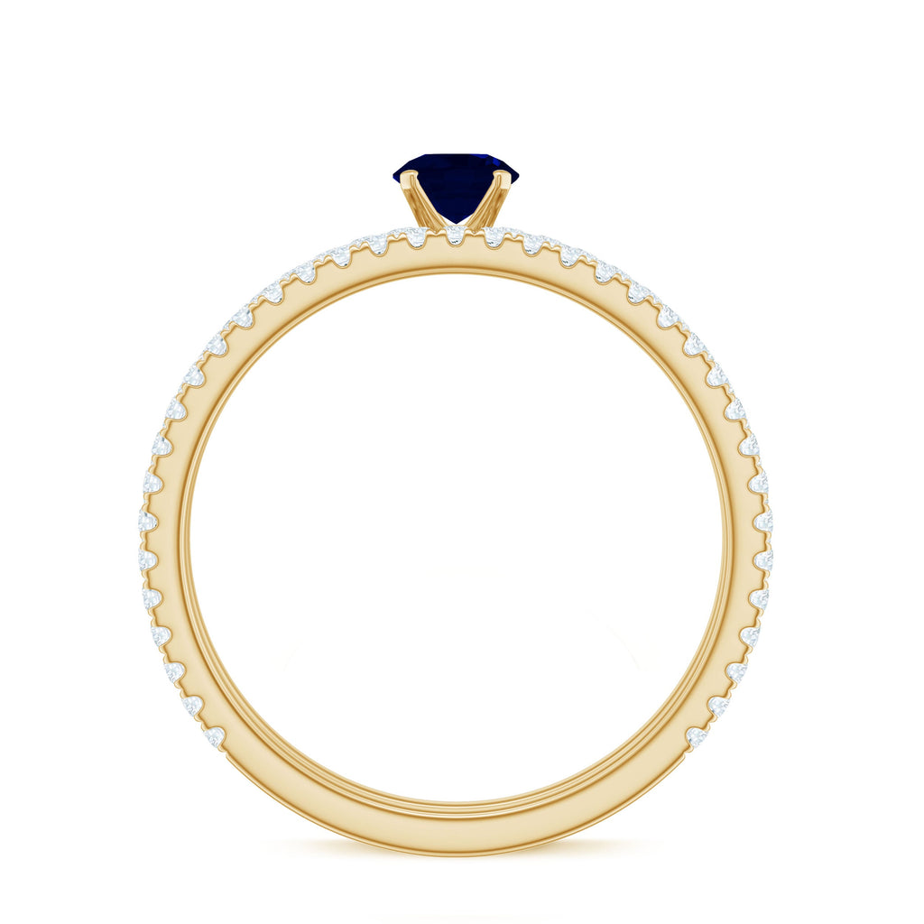 Natural Blue Sapphire and Diamond Bridal Ring Set for Women