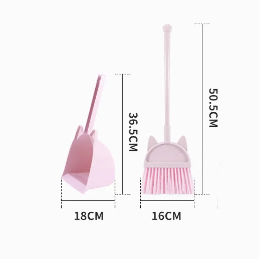 Kids Mini Cleaning Broom & Mop Playset - Cartoon Pretend Housekeeping Toy for Early Learning