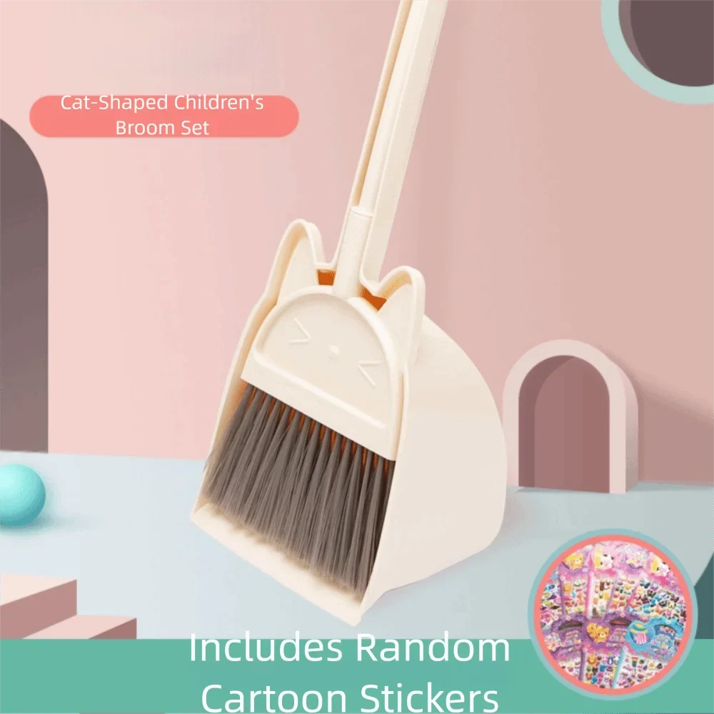 Kids Mini Cleaning Broom & Mop Playset - Cartoon Pretend Housekeeping Toy for Early Learning