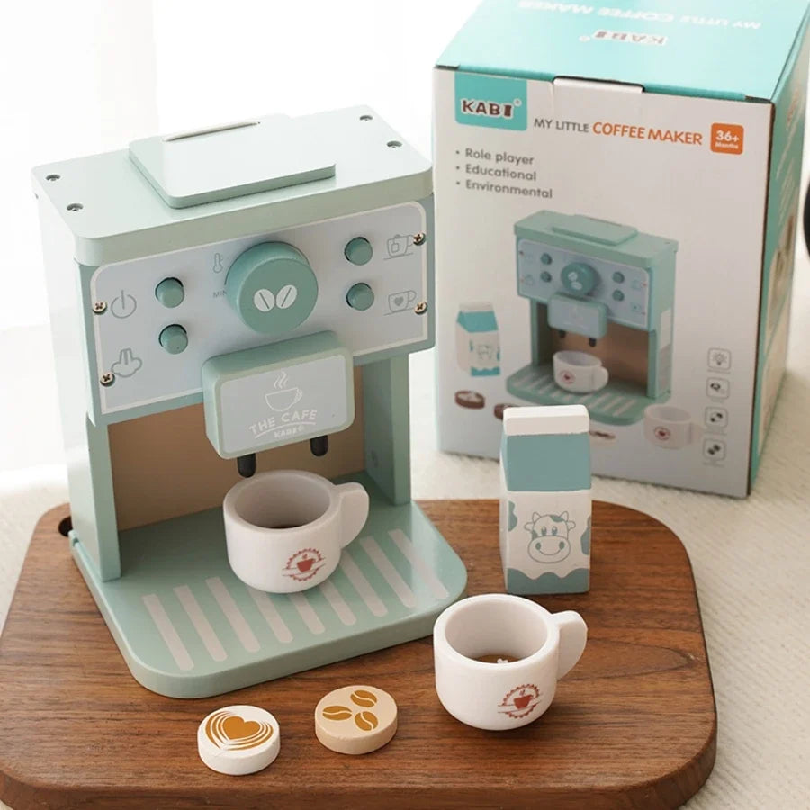 Wooden Pretend Play Tea Set for Kids - Play Kitchen Teapot & Cake Toy, Preschool Birthday Gift