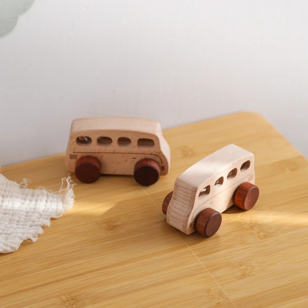 Wooden Transportation Toys – Plane, Helicopter, Bus, Boat, Montessori Educational Blocks for 1-Year-Old, Cartoon Cat Toy