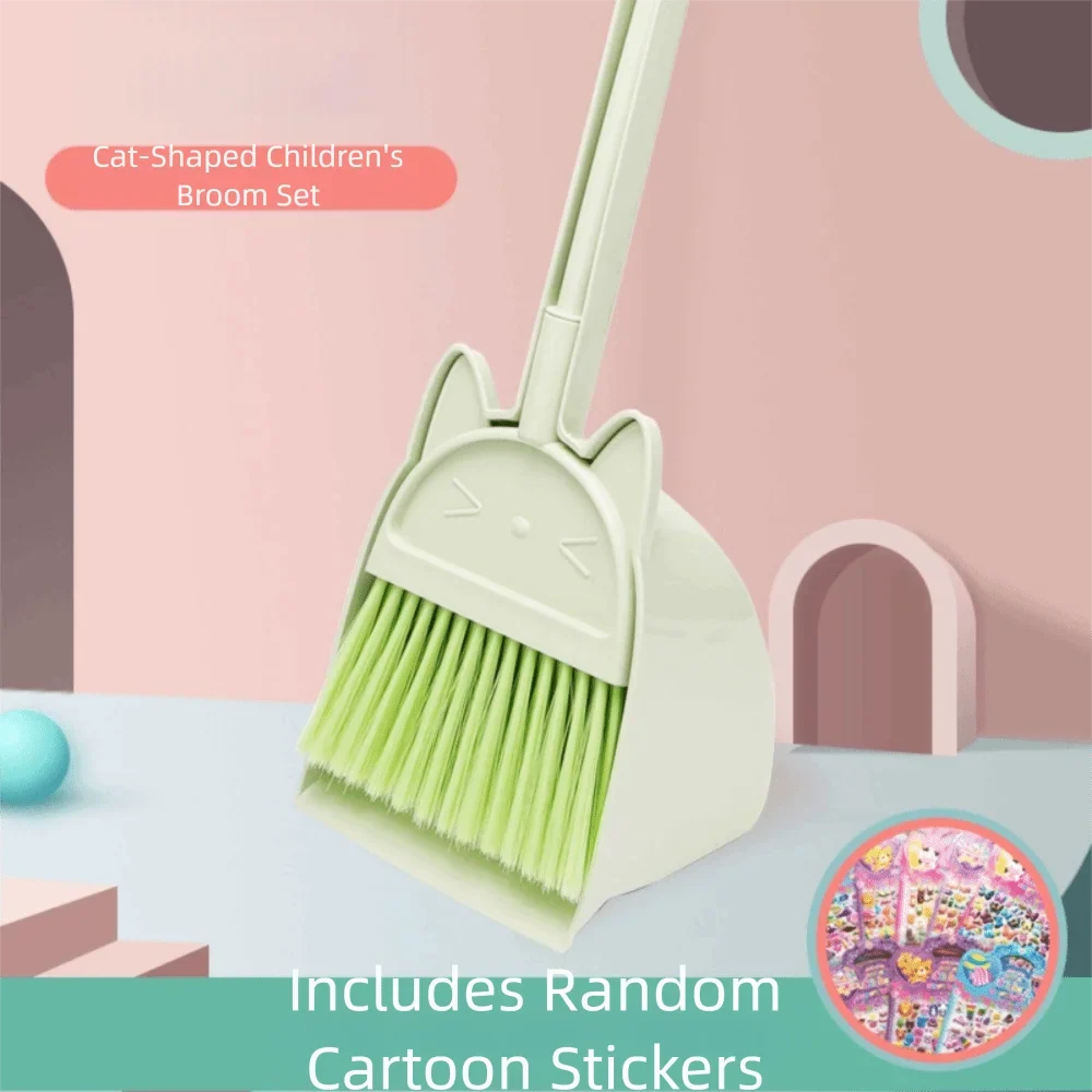 Kids Mini Cleaning Broom & Mop Playset - Cartoon Pretend Housekeeping Toy for Early Learning