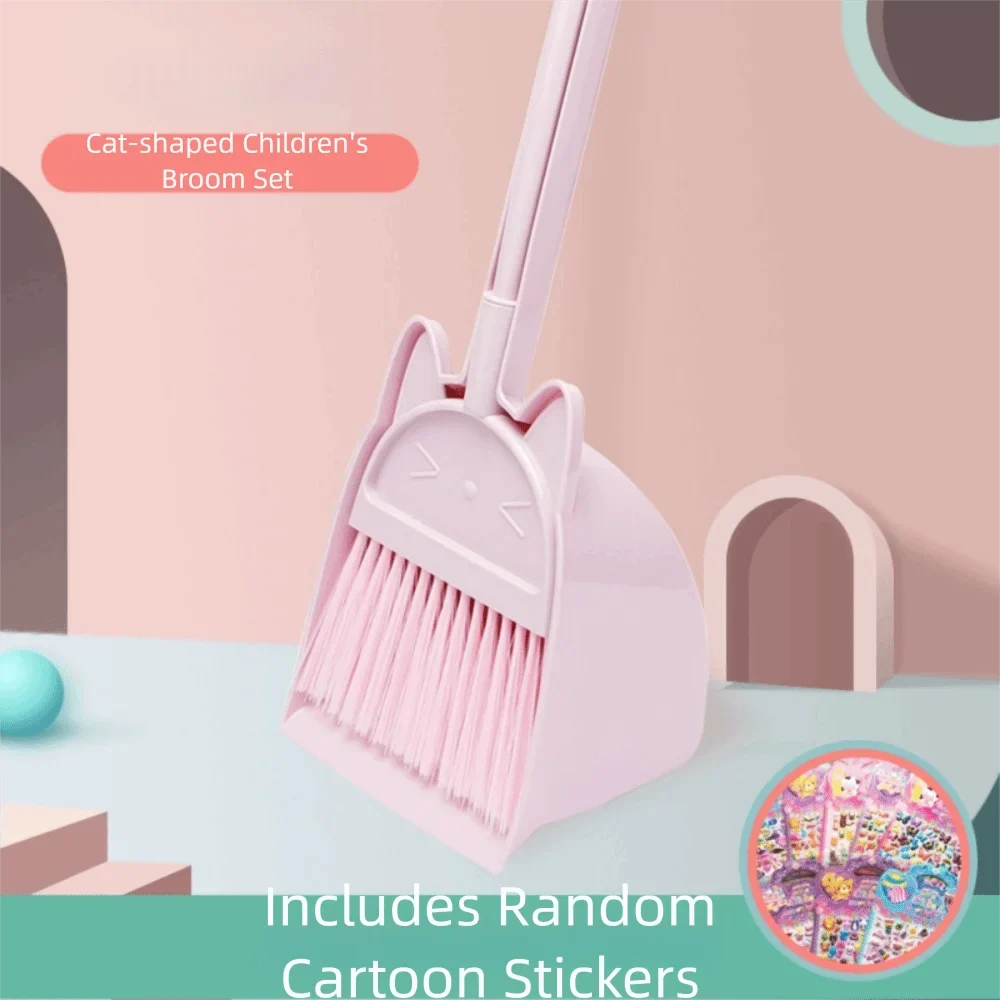 Kids Mini Cleaning Broom & Mop Playset - Cartoon Pretend Housekeeping Toy for Early Learning