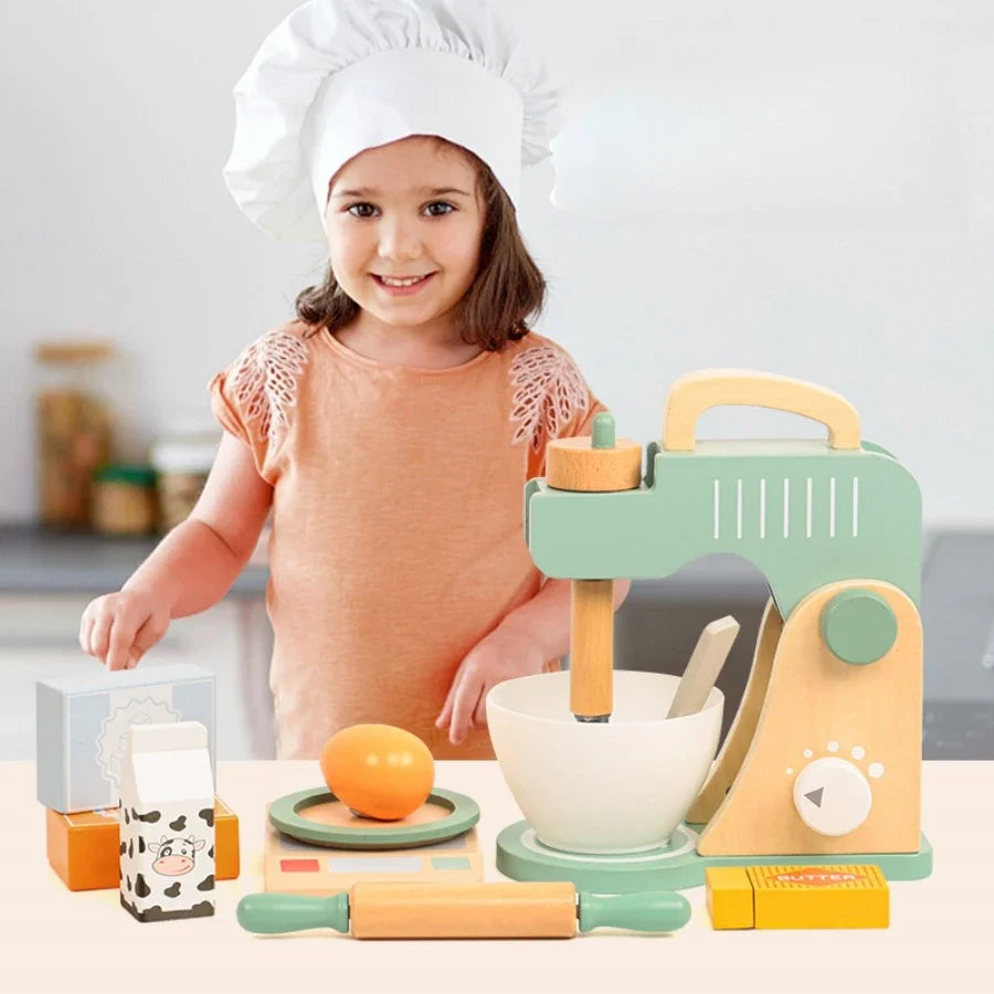 Wooden Pretend Play Tea Set for Kids - Play Kitchen Teapot & Cake Toy, Preschool Birthday Gift