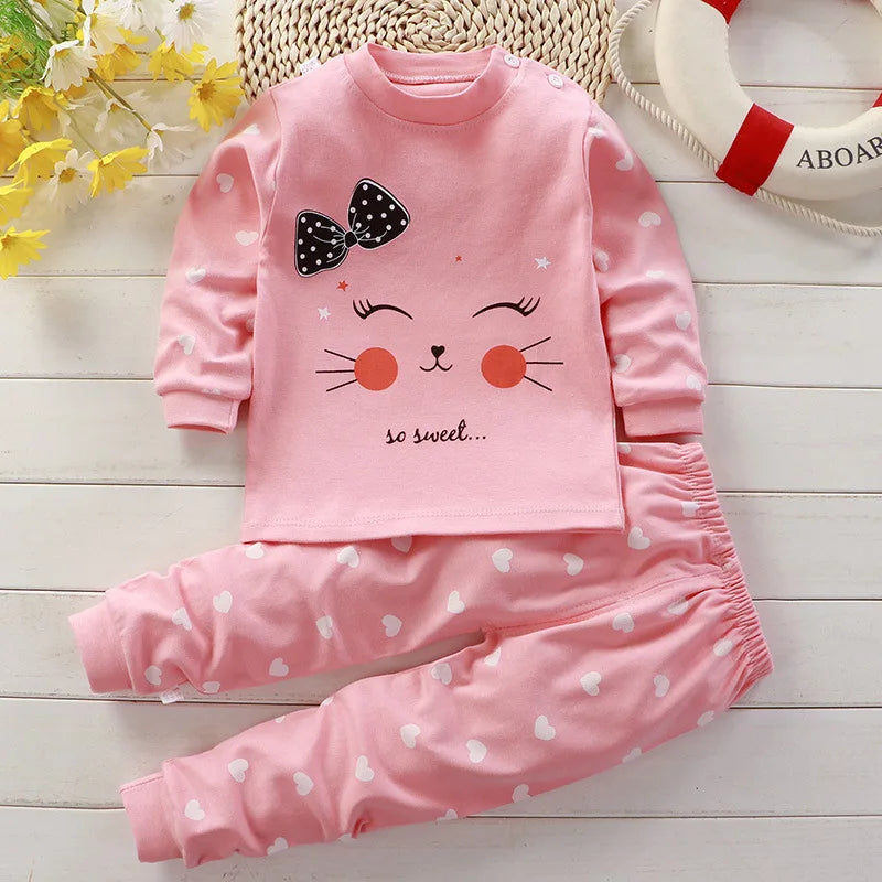 Cotton Baby Girl Clothing Set Spring Childrens Pajamas