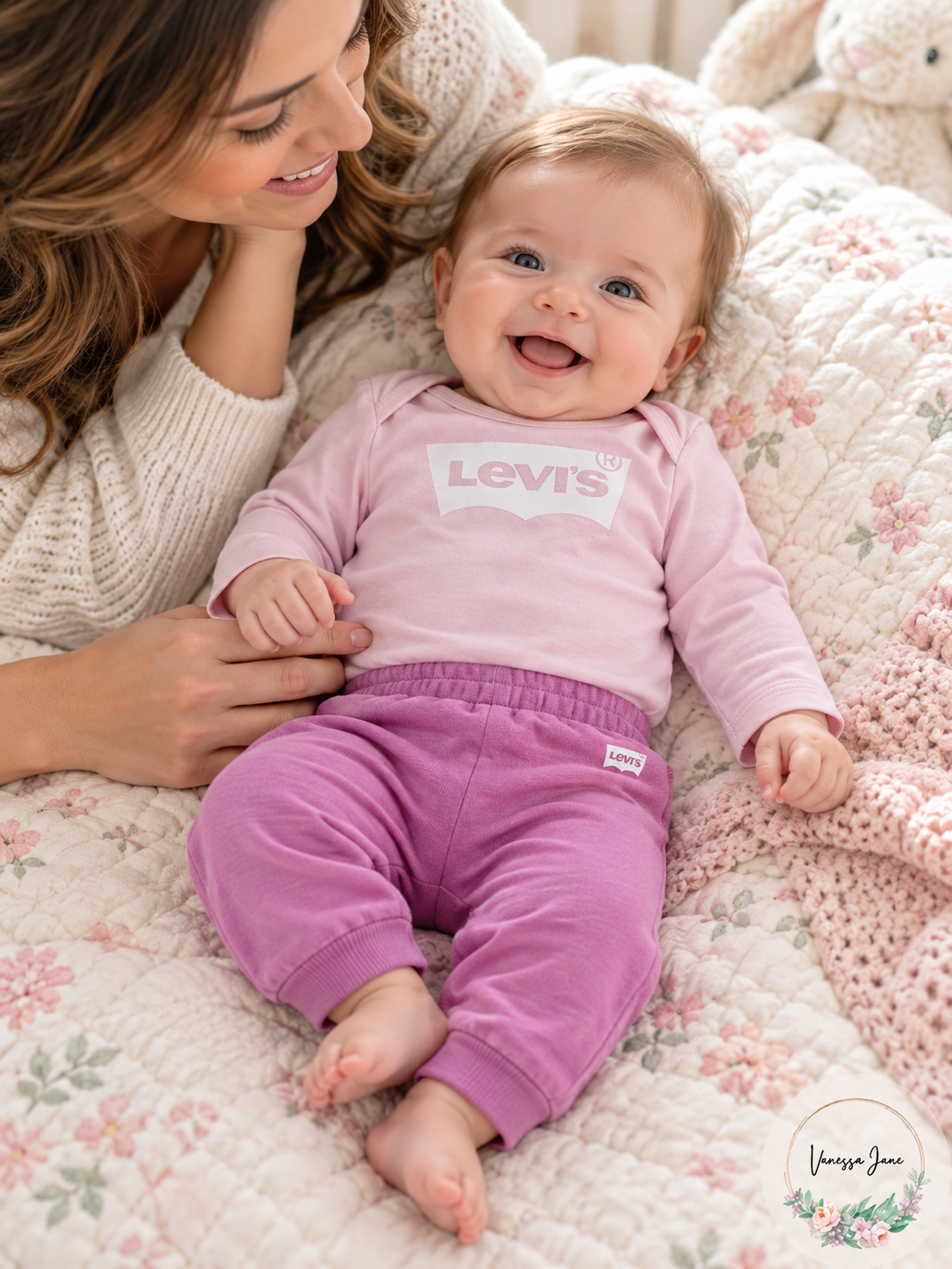 Levi's Baby Girls' Pink Bodysuit and Pants Set, Newborn