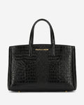Valentina (black) - Italian calf leather women's handbag (with shoulder strap)