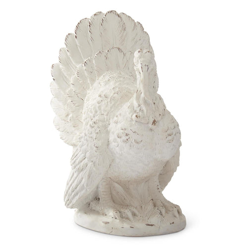 10" Whitewashed Resin Turkey – Thanksgiving Decor