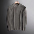 Lapel Knitted Polo Shirt Warm Bedford Cord Sweater Men's Half Zipper Knitted Top