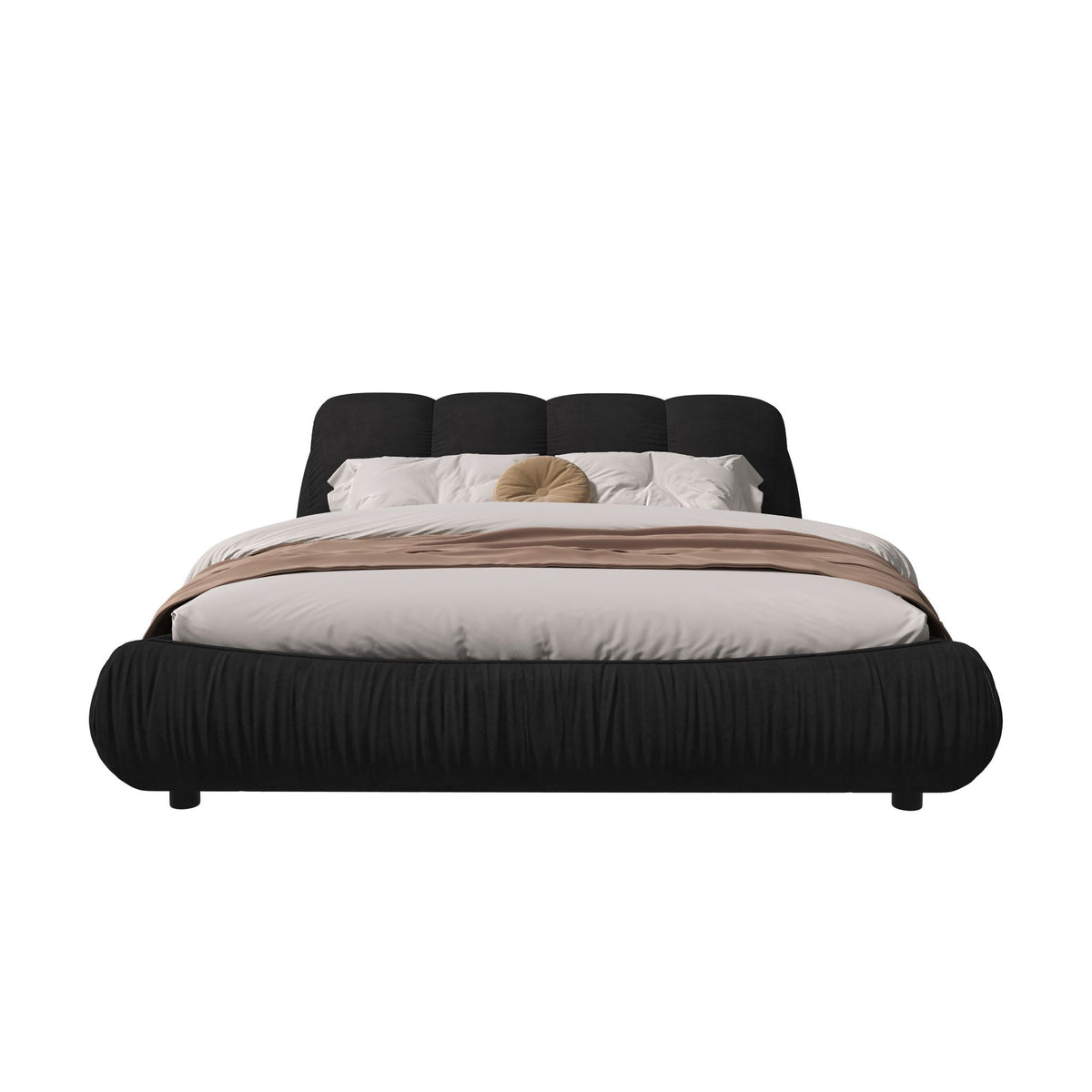 Luxury Upholstered Platform Bed with Oversized Padded Backrest and Solid Wood Frame - Multiple Colors
