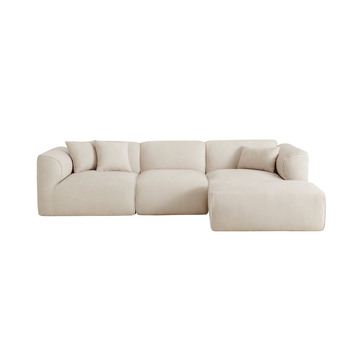Luxury Velvet Sectional Sofa with Detachable Footstool - 4-Seater