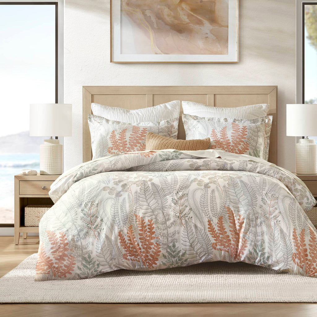 3-Piece Full/Queen Cotton Sateen Duvet Cover Set - Terracotta/Linen