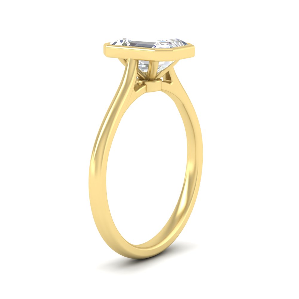 Bezel Set Emerald Cut Petite Solitaire Engagement Ring