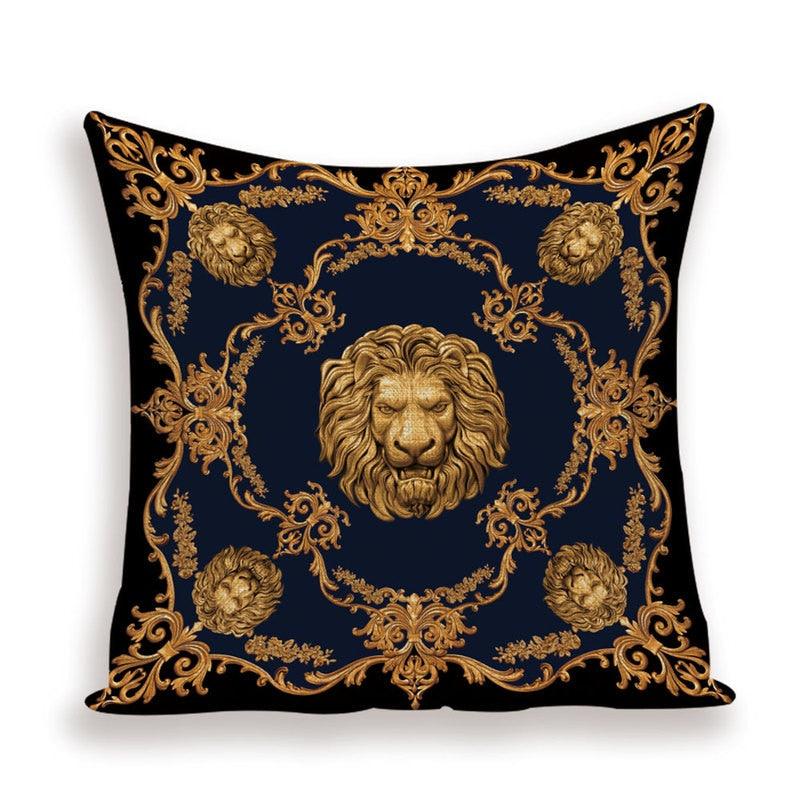 Vintage Luxury Throw Pillow Cover Lion Flower Cushion Cover For Home Decor Sofa Bed Geometric Pillows Cases Throw Pillow Covers Lion Head Flower Cotton Linen Square Home Decorative Throw Pillow Case Cushion Covers 45x45cm